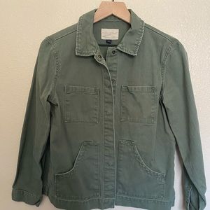 Olive jean jacket.